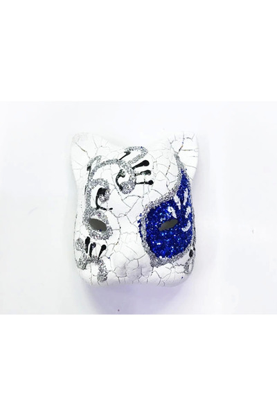 TREND Venetian Cat Model Magnet Made of Blue Color Embroidered Ceramic Material
