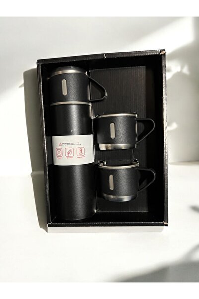 OMZ Vacuum Thermos Stainless Steel 500 ml Hot-Cold Thermos Set with 3 Cups Beverage 500 ml Stainless Steel