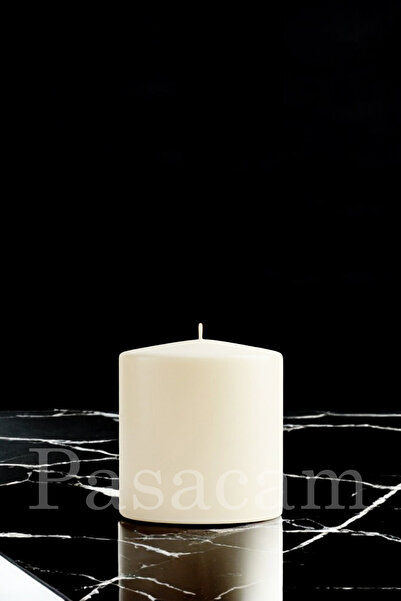 Paşa Cam El İşçiliği Silindir Kütük Mum Gül Kokulu 10 Cm Genişlik 10 Cm Uzunluk