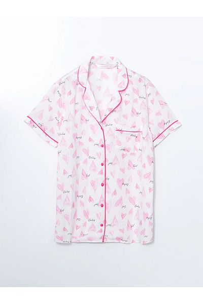 LC Waikiki Lcw Dream Ecru Shirt Collar Print Women's Pajamas Set