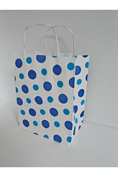 arminow BURGU SAPLI PUANTİYELİ KAĞIT ÇANTA HEDİYE POŞETİ - 18x23x11 CM - 10 ADET - Ç088