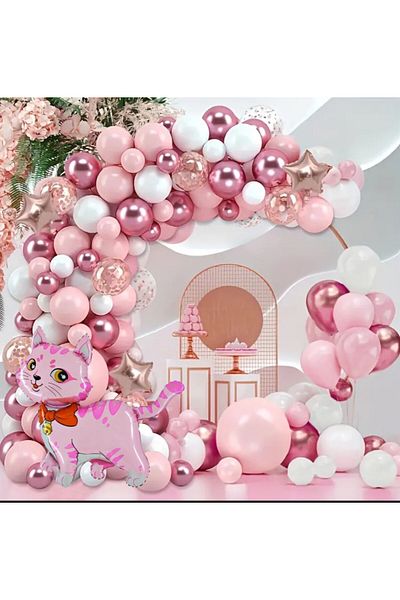 ALYA Party Cat Foil Balloon Birthday Concept Birthday Set