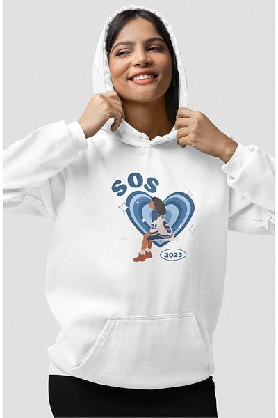 Fuddy Moda Hanorac cu glugă cu imprimeu pe spate Sza S.O.S Tour, unisex SZA Sos