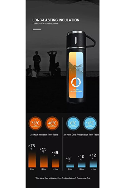 GiralStore 3-Cup Vacuum Thermos Set Stainless Steel Double Layer Office Travel Gift Set Men's Coffee Drink