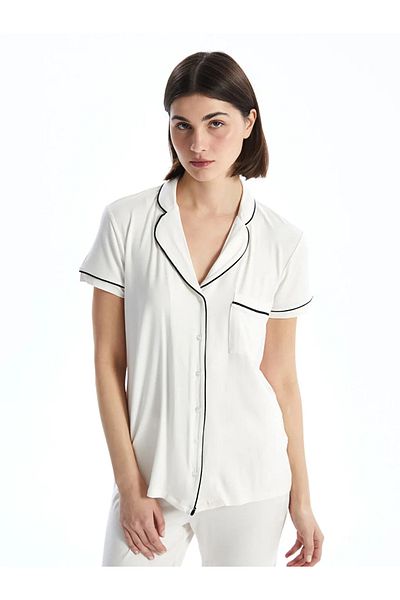 LC Waikiki Lcw Dream Ecru Shirt Collar Women's Pajamas Set