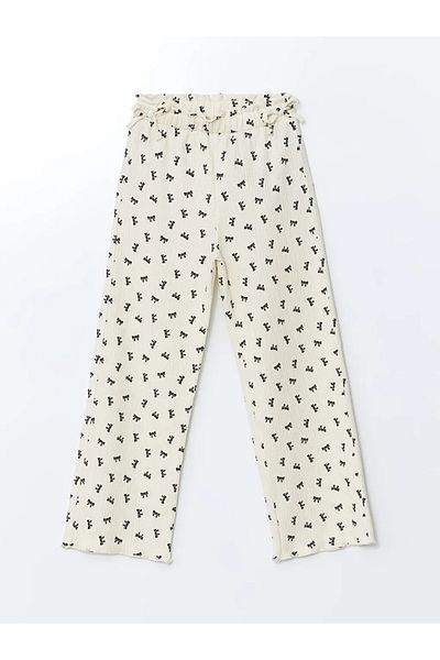 LC Waikiki LCW Kids Ecru Κοριτσίστικο Φούτερ με ελαστική μέση και φιόγκο