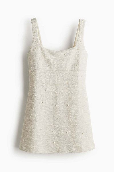 H&M Bead-embellished bouclé dress