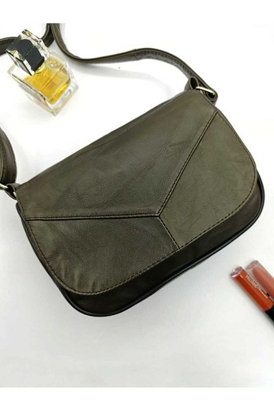 NahitaTyana Genuine Leather Khaki Green Women's Shoulder Bag