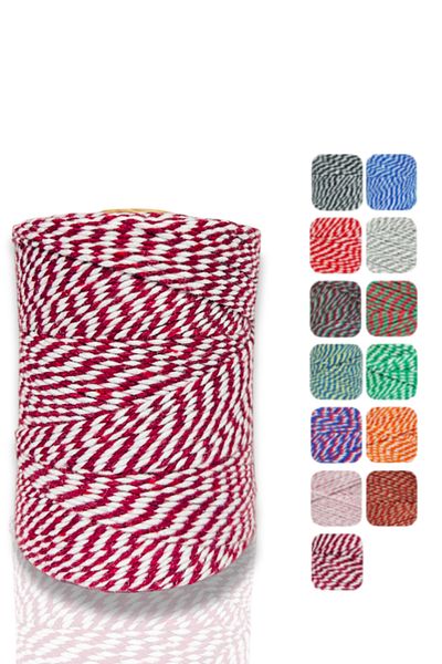Akduman İplik 200Mt Claret Red - White Packing Rope 200Gr