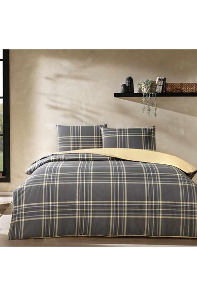 STOREMAX Shsm Aspen Ranforce Geometric Patterned 100% Cotton Duvet Cover Set, Anthracite, Single Esr 110787
