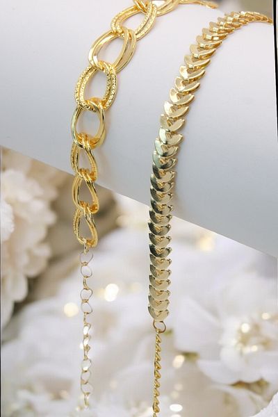 TAKIPORT Gold Color 2-Piece Women's Bracelet Combination Suitable for Any Wrist