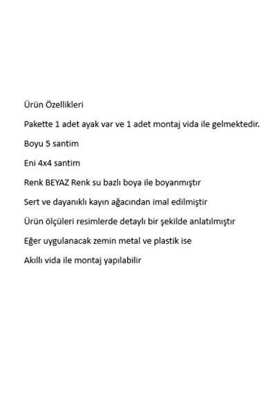 X-Perk Masa Sandalye Mobilya Ünite Kanepe Koltuk Ahşap Ayak Yükseltici Boy 5 Cm Eni 4x4 Cm Beyaz