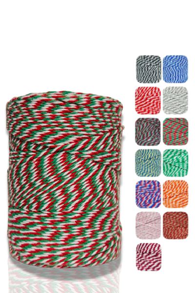 Akduman İplik 200 Mt Red- Green - White Three Colors Gift Packing Rope 200 Gr