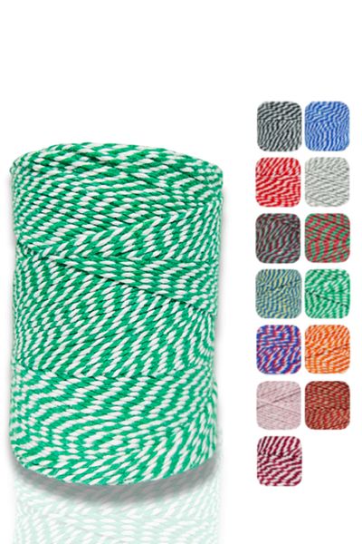 Akduman İplik 200 Mt Green-White Gift Packing Rope 200 Gr