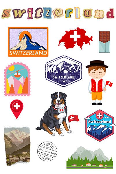 ANSHA CRAFTS İsviçre Sticker Seti Bullet Journal - Ajanda - Planner - Defter-...