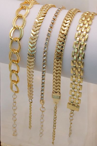 TAKIPORT 5-Piece Women's Gold Color Bracelet Set Suitable for Any Wrist