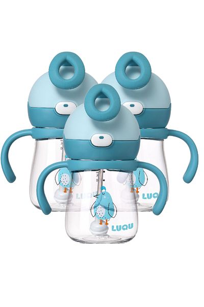 LUQU BABY LUQU Tritan Sippy Cup for Toddlers 220ML-Blue-Pack of 3