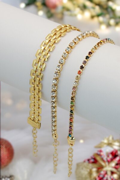 3-Piece Women's Gold Color Bracelet Set for Every Wrist