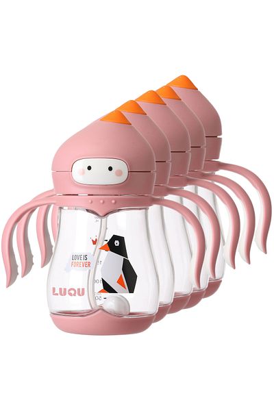 LUQU BABY LUQU Tritan Sippy Cup for Toddlers 240ML-Pink-Pack of 5