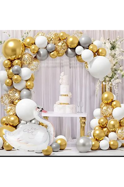 ALYA Σετ γενεθλίων PARTY SWAN Foil Balloon Birthday Concept
