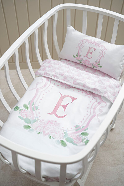 Pithy طقم غطاء لحاف جانب الأم بحرف E - سلسلة خاصة باللون الوردي