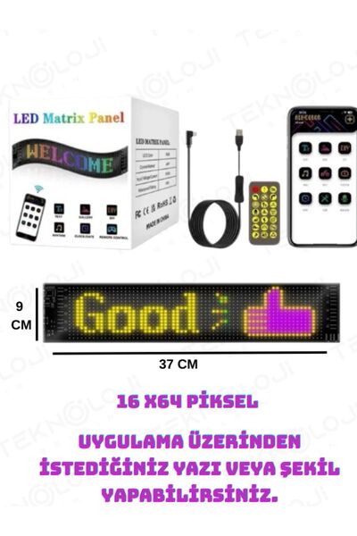 EN SİGA 37 CM  Led Panel Yazı Yazan Telefon Kontrollü Led Ekran Kamyon Otobüs...