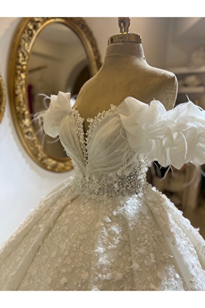 GAMZE Pileli kabarık gelinlik