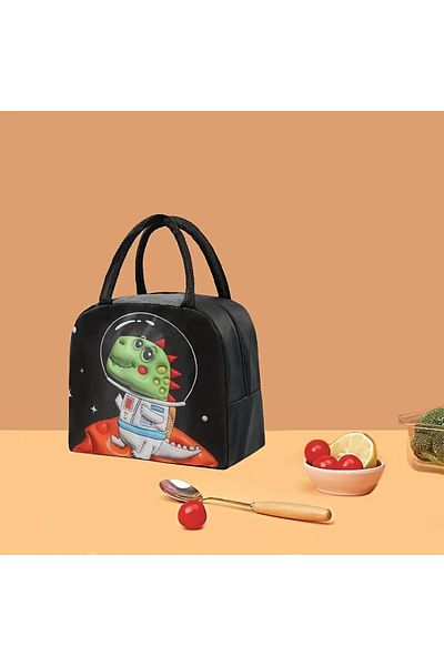 bundle island Insulated Warm Cold Protection Lunch Box with Astronaut Dinosaur Figure
