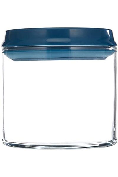 STOREMAX Pasabahce Zest Click Lock Jar 700Cc, Leakproof Locking Lid, Navy Blue