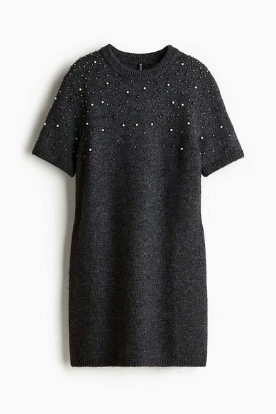 H&M Beaded fine-knit dress
