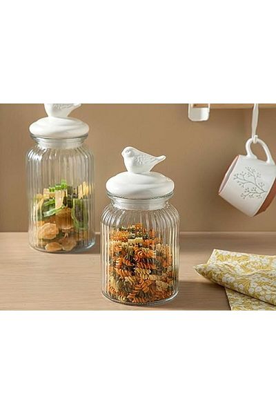 STOREMAX Gkcreative 970 ml White Glass Storage Jar