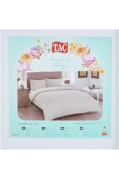 STOREMAX Ysstorex Basic Ranforce Plain 100% Cotton Bedding Set, Stone, Double Starcolxlection 6551