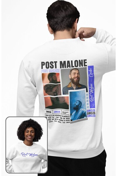 Fuddy Moda Unisex Post Malone Back Štampano okrugla kragna majica bez kapulja...