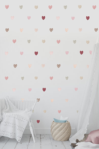 esatoys Renkli Kalpler Temalı Çocuk Odası Sticker Seti