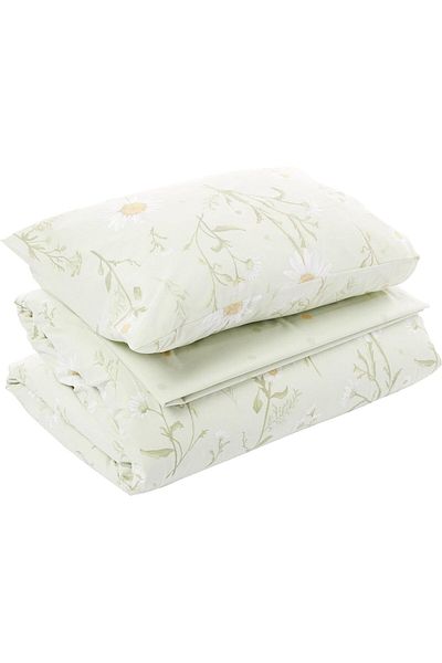 STOREMAX Laurel Floral Print 100% Cotton Duvet Cover Set, Green, Single