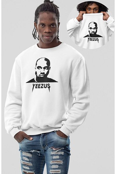 Fuddy Moda Hanorac oversize unisex cu imprimeu Yeezus - fără glugă, decolteu