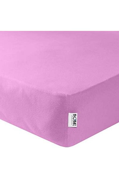 STOREMAX Pink Double Knitted Combed Cotton Fitted Sheet, 230 G/M2 Cotton-Elastane