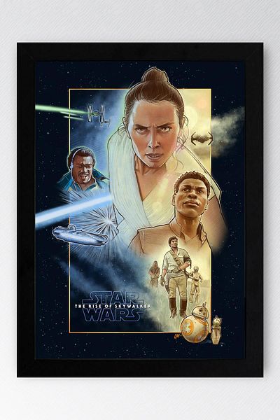 Saturn Star Wars Framed Print - Space Wars the Rise of Skywalker Fim Poster Print