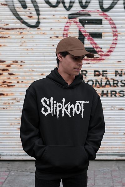 SEVBANO Slipknot Maggot Patterned Unisex Oversize Rock Metal Hoodie