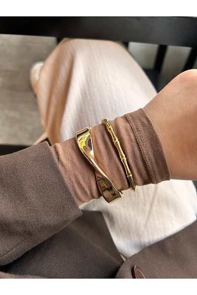 luxyansımalar Gold Cuff Bracelet