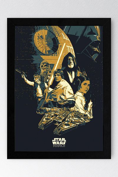 Saturn Star Wars Framed Print - Space Wars 4 a New Hope Fim Poster Print