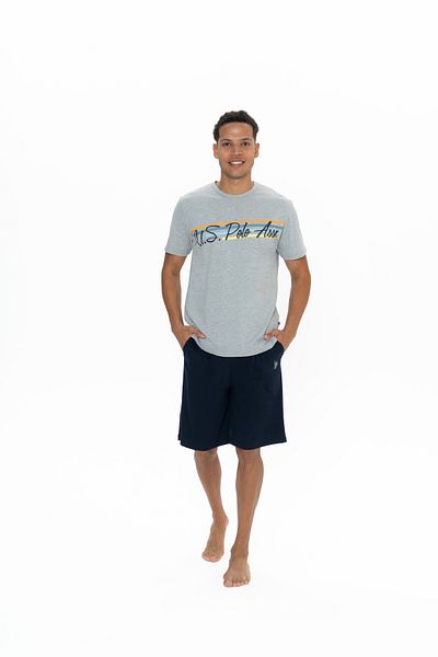 U.S. Polo Assn. Ανδρικό, Αδειοδοτημένο, USPA, (Γκρι Μελανζ), Κοντό μανίκι, Σετ σορτς