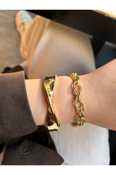 luxyansımalar Gold Cuff Bracelet