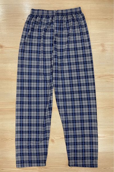 Betimoda Men's Gray Blue 100% Cotton Pocketless Elastic Waist Pajama Bottoms Sweatpants