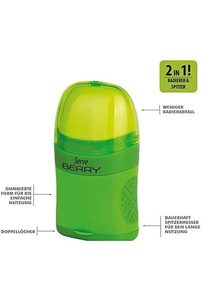 STOREMAX Jvnnshop Berry Pencil Sharpener with Eraser Green 646268