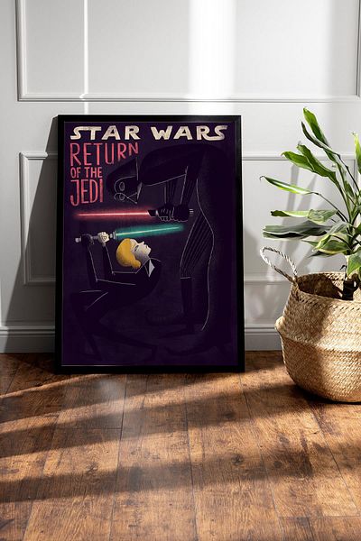 Saturn Star Wars Framed Painting - Space Wars Return of the Jedi Fim Poster Painting