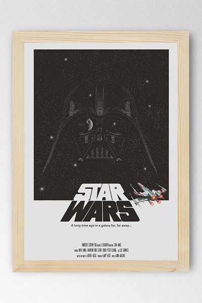 Saturn Star Wars Darth Vader Framed Painting - Space Wars Fim Poster Painting