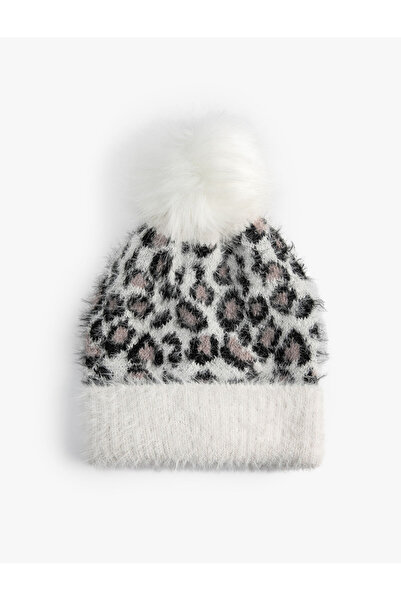 Koton Bonita de pluș cu pompon și model leopard