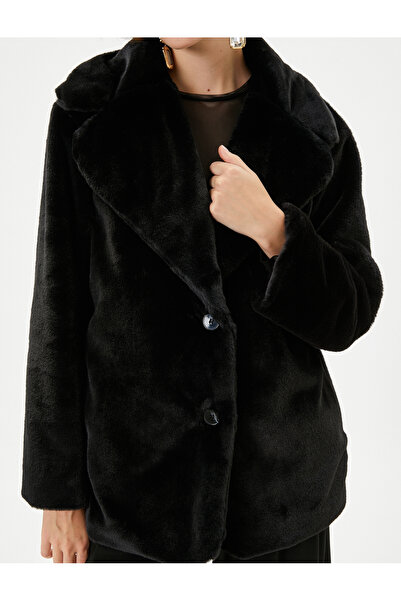 Koton Kabát gallér és gombos plüss kabát - bélelt