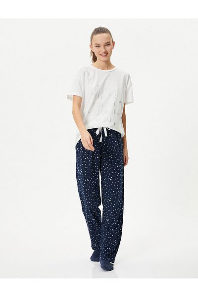 Koton Set pijama cu mânecă scurtă din bumbac imprimat
